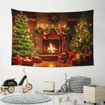 mutakin Christmas Tapestry Wall Hanging Aesthetic For Bedroom Living Room Dorm - color: Christmas