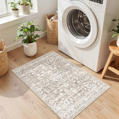 Soalmost 2x3 Area Rugs for Entryway, Washable Neutral Soft Rug Light Brown - color: Light Brown, size: 2' x 3' (Rectangular)
