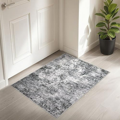 DMOYEST 2x3 Entryway Area Rug Washable Abstract Grey Small Carpet - color: Grey, size: 2' x 3' (Rectangular)
