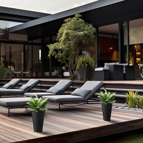 Kante Set of 2 Black Tapered Planters, 13" Tall with Removable Inner Pots - color: Black, size: 13" H