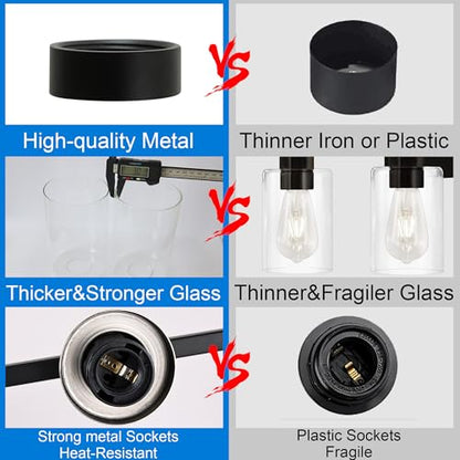 MELUCEE 40 Inches Length 5-Light Bathroom Vanity Light Fixtures Black - color: Black, size: 5-Light