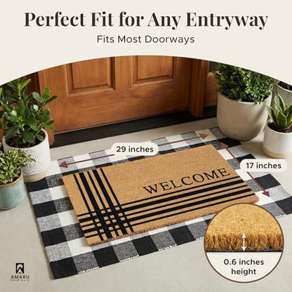 Coir Welcome Mat, Non-Slip, Welcome Classic 5, 17x29 in - color: Welcome Classic 5