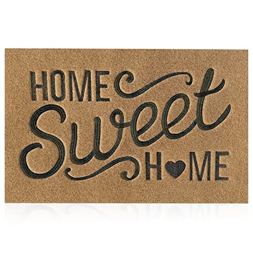 AAZZKANG Brown Welcome Mats for Front Door Home Sweet Home Door Mat Outdoor Indoor with Non Slip Rubber Backing Easy to Clean Outside Inside Doormat - color: Khaki Brown, size: 18" x 28" (Rectangular)