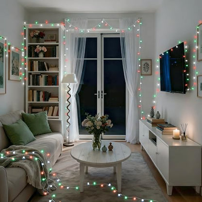 JMEXSUSS 33ft 100 LED Globe Red White and Green Christmas String Lights - color: Red White and Green, size: 100 LED Plug