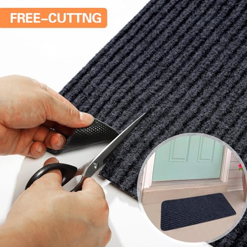 Nuanchu Large Semi Finished Outdoor Mat 16 x 79 Inch, Black, 1 Roll - color: Black