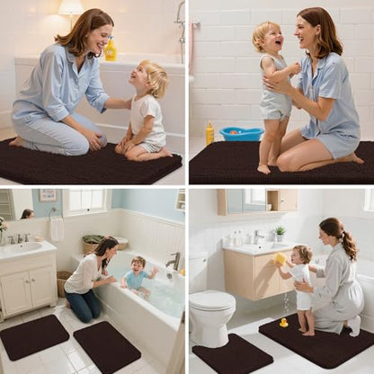 Arotive Bathroom Rugs 24x16, Soft Absorbent Shaggy Chenille Bath Rugs - color: Brown, size: 24" X 16"