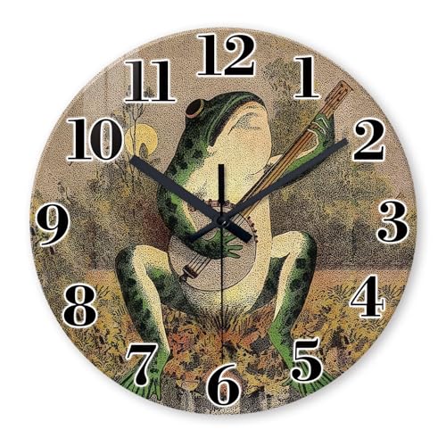 XNM Funny Frog Wall Clocks Battery Operated 12 Inch - color: Brown 2, size: 12 Inch