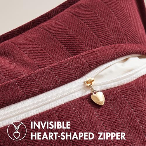 MIULEE Pack of 2 Christmas Burgundy Chenille Pillow Covers 18x18 Inch - color: Burgundy, size: 18" x 18" (Pack of 2)
