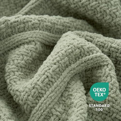 Amélie Home Chenille Knit Throw Blanket, Sage Green 60"x80" - color: Sage Green, size: 60" X 80"