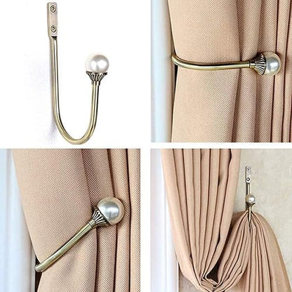 COCIVIVRE 6 Pack Curtain Holdbacks Wall Mounted Curtain Tiebacks Hooks - color: Golden, size: 6 Pack