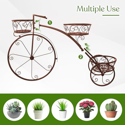 Sorbus Tricycle Planter, Garden Plant Stand (Bronze) - color: Bronze, size: 3 Wheel