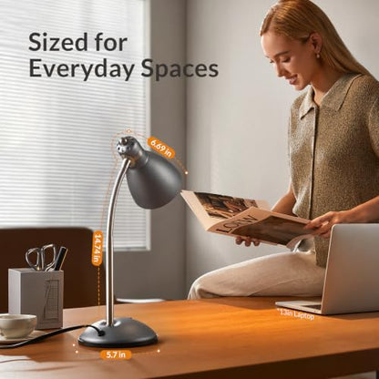 LEPOWER Metal Desk Lamp, Adjustable GooseNeck Reading Light for Bedroom - color: Sandy Black