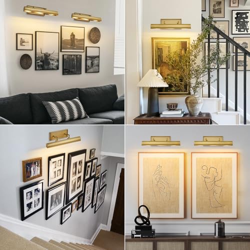 Art Picture Wall Sconce,Linear Artwork Display Wall Lights - color: Gold, size: 18"-3 Bulbs