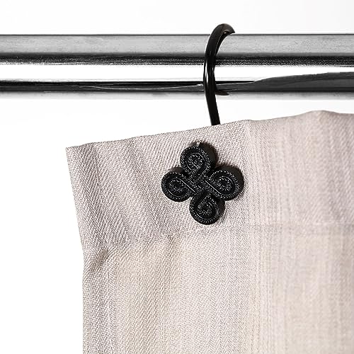 Matte Black Shower Curtain Hooks: Rust Proof Metal Curtain Rings, 12Pcs - color: Matte Black