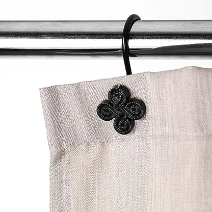 Matte Black Shower Curtain Hooks: Rust Proof Metal Curtain Rings, 12Pcs - color: Matte Black