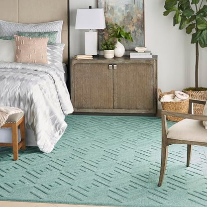 Nourison Home Versatile Aqua Teal 7' x 10' Area Rug - Easy Clean, Non Shedding, Bed Room, Living Room, Dining Room, Kitchen (7' x 10') - color: Aqua Teal, size: 7' x 10' (Rectangular)