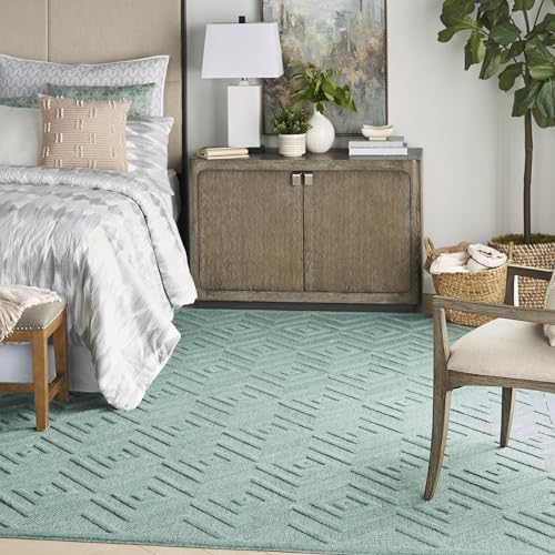 Nourison Home Versatile Aqua Teal 9' x 12' Area Rug - Easy Clean, Non Shedding, Bed Room, Living Room, Dining Room, Kitchen (9' x 12') - color: Aqua Teal, size: 9' x 12' (Rectangular)