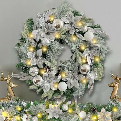 WANNA-CUL Pre-Lit 6ft Silver White Christmas Garland with 30 LED Lights - color: 05-sliver White