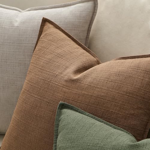 MIULEE Thick Textured Euro Sham Throw Pillow Covers 24x24 Inch Brown Sugar - color: Brown Sugar, size: 24" x 24" (Pack of 2)