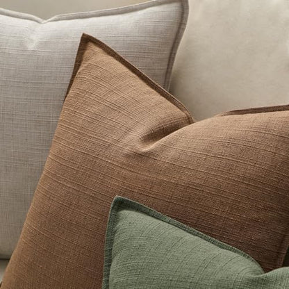 MIULEE Thick Textured Euro Sham Throw Pillow Covers 24x24 Inch Brown Sugar - color: Brown Sugar, size: 24" x 24" (Pack of 2)