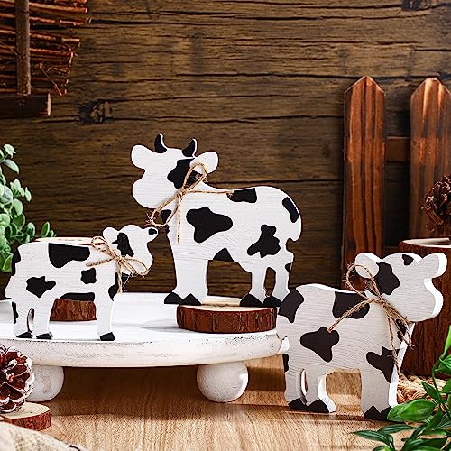 Redbaker 3 Pcs Farmhouse Cow Table Decor Wooden Cow Cutouts for Christmas - style: Cow
