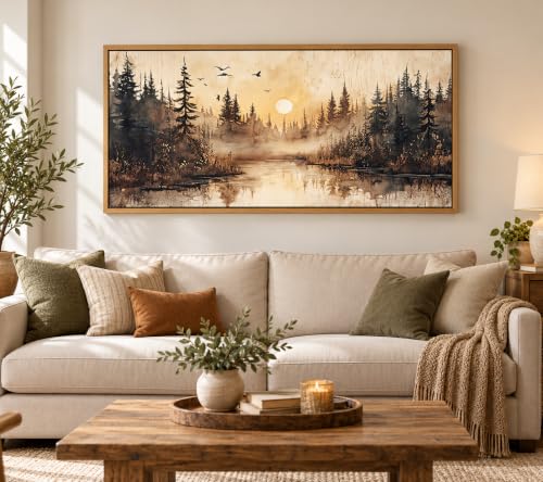 Large Framed Forest Nature Landscape Canvas Wall Art 40x20 in - color: Large Landscape, size: 40"L x 20"W