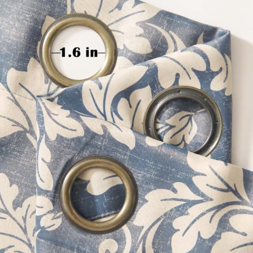jinchan Blue Floral Curtains 84 Inch Room Darkening Grommet 2 Panels - color: Blue, size: 50"W x 84"L (Pack of 2)