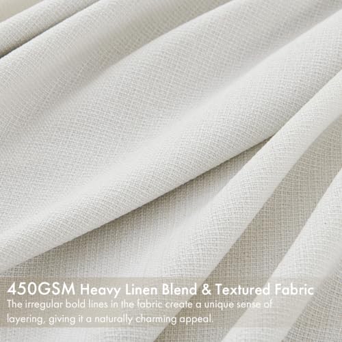 MIULEE Pinch Pleated Blackout Linen Curtains Beige White 2 Panels W50xL102 - color: Beige White, size: 50"W x 102"L (Pack of 2)