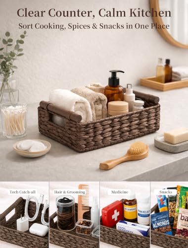 Wicker Basket, Large Basket for Gift Baskets Empty, 10.2x7.9x4in - color: Brown, size: Small