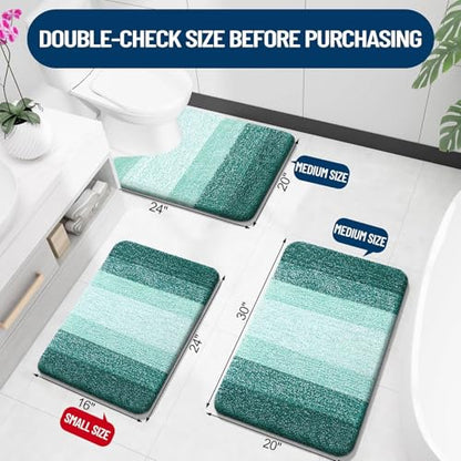 OLANLY Luxury Toilet Rugs U-Shaped 24x20, Soft Absorbent Microfiber Mat - color: Blackish Green, size: 24" X 20" Contour Rug