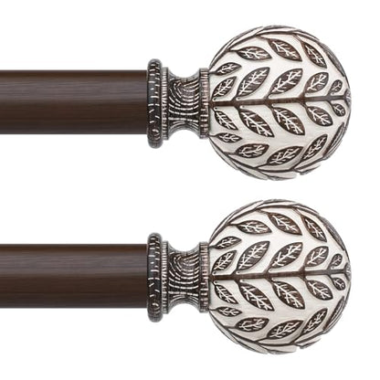 2 Pack Curtain Rod 36-60 Inch, Boho Wood 1 Inch Window Curtain Rod - color: Walnut Wood, size: 36''-60'' (2 Pack)