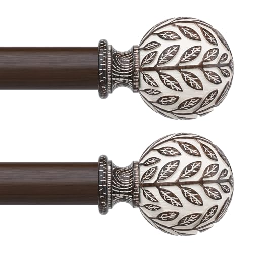 2 Pack Curtain Rod 36-122 Inch Boho Wood 1 Inch Window Curtain Rod - color: Walnut Wood, size: 36''-122'' (2 Pack)