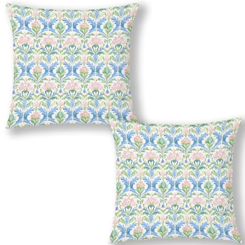 Grandmillennial Pink Blue Green Pillow Covers 18x18 Set of 2 - color: Blue Pink and Green-8, size: 18" x 18" (Pack of 1)
