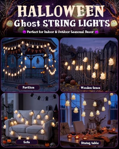 8.5FT Halloween White Ghost String Lights, Plug-in 10 LED Decor - color: Fairy Lights