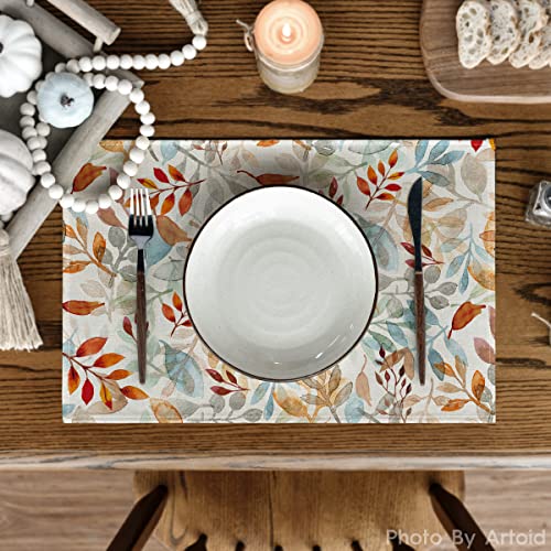 Artoid Mode Eucalyptus Fall Placemats Set of 4-12 x 18 Inch - size: 12" x 18", Rectangular Set of 4