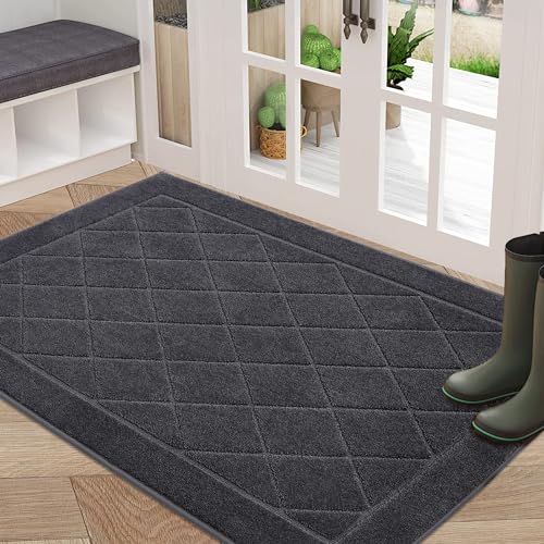 BEQHAUSE Dirt Trapper Door Mat 32" x 48", Doormat Non-Slip, Dark Grey - color: Dark Grey, size: 32" X 48" (Rectangular)