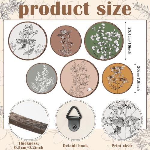 Barydat 6 Pcs Boho Wooden Plant Wall Art Decor,Retro,8 Inch, 10 Inch - color: Retro