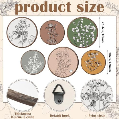 Barydat 6 Pcs Boho Wooden Plant Wall Art Decor,Retro,8 Inch, 10 Inch - color: Retro