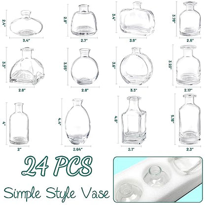 Bud Vases Set of 24, Glass Bud Vase in Bulk, Clear Bud Vases - color: Clear Set of 24