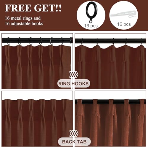 AUSSPVOCT Semi Sheer Curtains 90 Inches for Living Room - color: Chestnut Brown, size: 40"W x 90"L (Pack of 2)