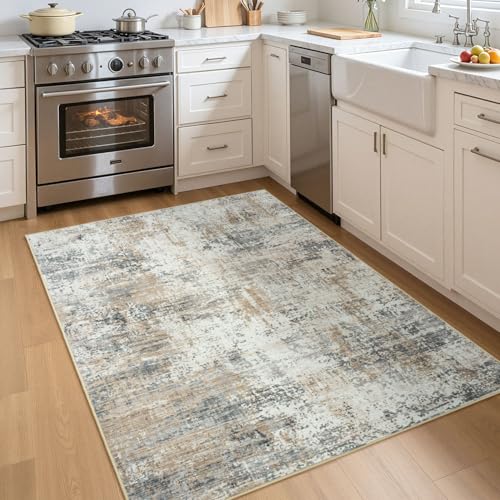 3x5 Area Rug Washable Non Slip, Kithcen Indoor Entrance Door Mat - color: Brown, size: 3' x 5' (Rectangular)