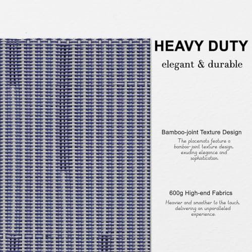 Placemats Set of 6, Vinyl Woven Heat-Resistant Place Mats - color: Blue Gray, size: Set of 6