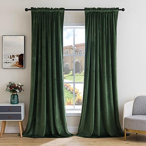 MIULEE Olive Green Blackout Velvet Curtains Drapes 63 Inch Long 52"x63" - color: Olive Green, size: 52"W x 63"L (Pack of 2)