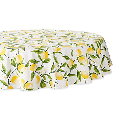DII Lemon Bliss Tabletop Collection, Tablecloth, 70" Round - size: 70" (Round)