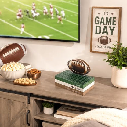 Smile Fall Wooden Decor Signs Football FALL Y'ALL Tiered Tray Tabletop Signs for Autumn Harvest Thanksgiving Game Day Decor - style: Football