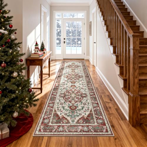 U'Artlines 2' x 8' Christmas Hallway Runner Rug, Non Slip Accent Rug, Red - color: Christmas Red, size: 2' x 8' (Runner)
