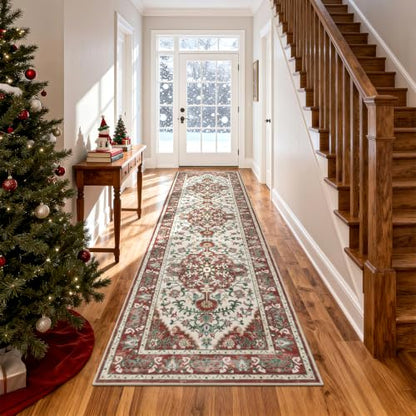 U'Artlines 2' x 8' Christmas Hallway Runner Rug, Non Slip Accent Rug, Red - color: Christmas Red, size: 2' x 8' (Runner)