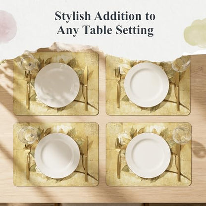 Pimpernel Sugar Magnolia Collection Placemat Set – (15.7" x 11.7") Cork-Backed Table Mats with Lacquer Finish, Heat & Stain Resistant, Decorative Dining Mats & Surface Protectors for Kitchen & Home - size: 15.7" x 11.7" Rectangular, style: Sugar Magnolia