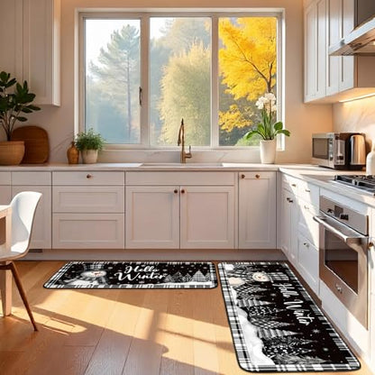 Fourluoo 3 Pcs Christmas Winter Snowman Kitchen Rugs and Mats Decor Set - color: Snow Man