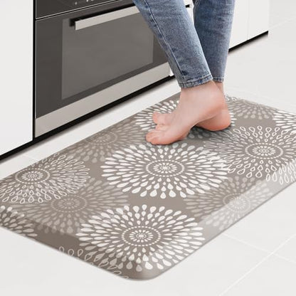 Kitchen Mat Water-Resistant Kitchen Rugs Cushioned Anti-Fatigue Floor Mat - color: Khaki, size: 28"L x 17.3"W x 0.5"Th